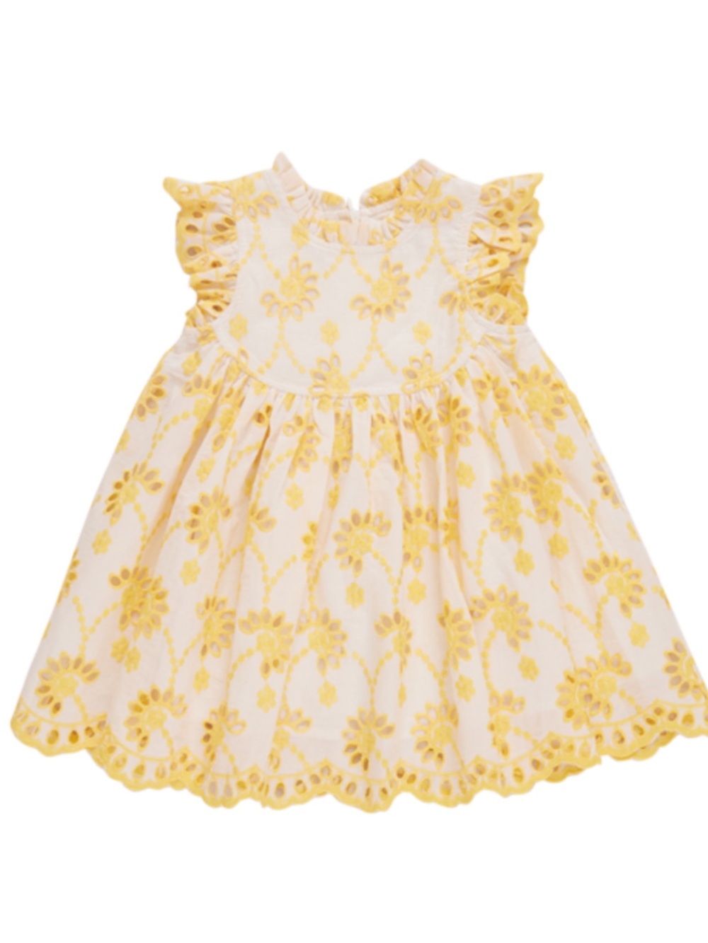 Pink Chicken Cynthia Dress in Yellow Eyelet size 8